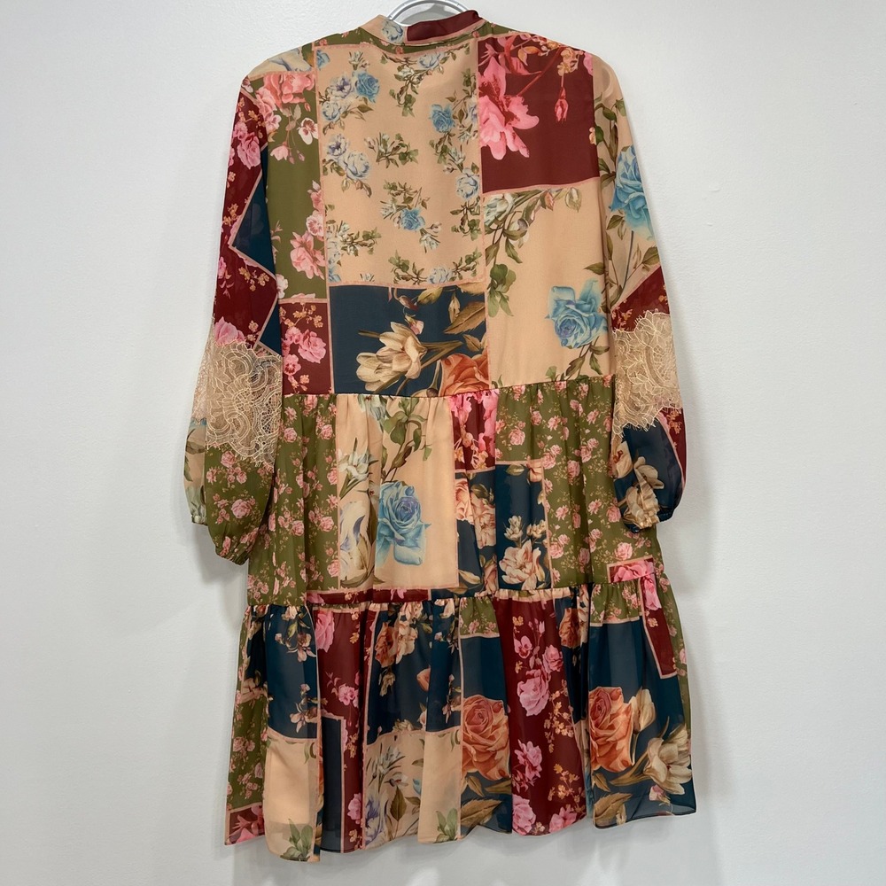 Sachin & Babi Womens Dress Medium NEW Moyer Floral Patchwork Ruffle Long Sleeve - Picture 6 of 8